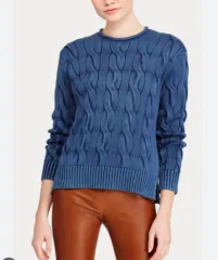 正規品 POLO RALPH LAUREN ガーメントダイ ケーブルニット (Indigo Blue / S)