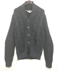 【223559】H&M エイチ&エム  長袖ニット　カーディガン　セーター　編み込み　コットン100％　M メンズ  ・ ブラック