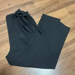 ユニーク ウエスト紐 ワイド パンツ (M)