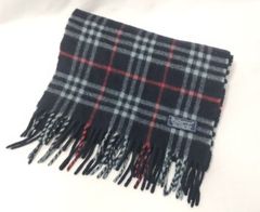 美品】Burberrys 英国製 カシミヤマフラー ネイビー ノバチェック