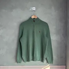 ポロラルフローレン ハーフジップニット カーキ グリーン