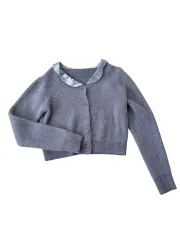 ライトパープル アンゴラ カーディガン (ウール含有)