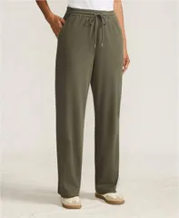 ランズエンド レディース ボトムス カジュアルパンツ ストレート パンツ ニット Lands End Womens Sport Knit High Rise Pull On Relaxed Straight Leg Pants Forest moss フォレス