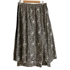 美品 AS KNOW AS アズノゥアズ 総柄イージースカート サイズ3 ホワイト ブラック レディース 古着 中古 USED