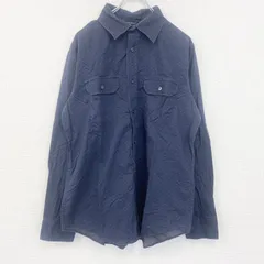 古着 used　BANANA REPUBLIC　長袖プリント総柄シャツ　レトロデザイン　胸ポケット　紺　Lサイズ