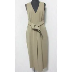 良品 M/M ATTACHMENT エムエムアタッチメント ベルト付き Vネック ノースリーブ オールインワン サロペット パンツ 2 ベージュ レディース 古着 中古 USED