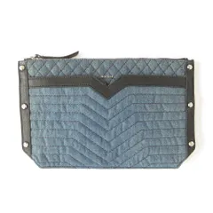 新品同様 DIESEL ディーゼル デニム キルティング クラッチバッグ インディゴ ブラック レディース 古着 中古 USED