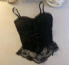 新品/予約購入 ブラック 地雷系 量産型 ゴスロリ ゴシック ギャル リボン コルセット