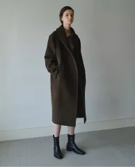 원가46) coket コケット ショール カシミア ブレンド コート ブラック