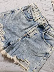 ザラ デニム ハーフパンツ ダメージ ウォッシュ デニム ショーツ