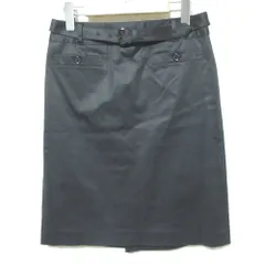 美品 BURBERRY LONDON バーバリーロンドン ベルト シャドーストライプ スカート FXA63-192-28 サイズ40 ブラック レディース 古着 中古 USED