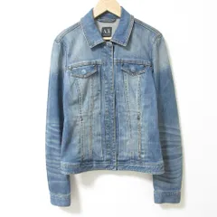 ARMANI EXCHANGE アルマーニエクスチェンジ スタッズ デニムジャケット トラッカージャケット サイズS/P ブルー レディース 古着 中古 USEDのサムネイル