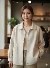 Shenhaiaifushi アイボリー カラーのハーフ コート