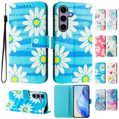 Galaxy A55 5G スマホケース 8色 ストラップ付き 花 フラワー ハート おしゃれ かわいい ギャラクシー A55 5G ケース SC-53E 携帯カバー 手帳型カバー カード収納 スタンド機能 マグネット 耐衝撃 日常