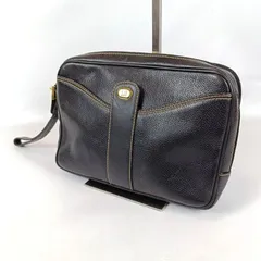 dunhill ダンヒル クラッチバッグ ダブルファスナー レザー ブラック 黒 メンズ セカンドバッグ ロゴプレート ブランド 中古