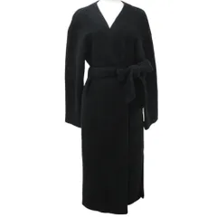 美品 nano&co ナノユニバース ウールブレンド ノーカラー ロングコート NL74CT0579LR サイズ38 ブラック レディース 古着 中古 USED