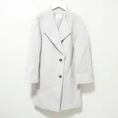 良品 DOUX ARCHIVES ドゥアルシーヴ PECOLAMB生地 ウール ロング シングルコート ジャケット M ライトグレー レディース 古着 中古 USEDのサムネイル
