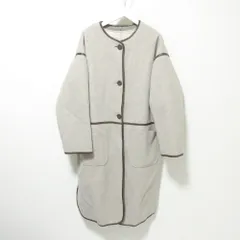 美品 Simplicite シンプリシテェ ロング 中綿ライナー付き ノーカラーコート ジャケット ベージュ レディース 古着 中古 USEDのサムネイル