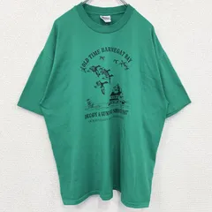 古着 used　90s　Hanes ヘインズ　半袖プリントTシャツ　シングルステッチ　緑　ヴィンテージ　レトロ　XLサイズ