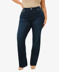 トゥルーレリジョン レディース ボトムス カジュアルパンツ プラスサイズ ジーンズ True Religion Plus Size Billie Straight Mid Rise Jeans Indigo Upgrade インディゴ
