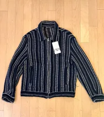 新品 ザラ ジャカード メッシュ ジャケット ネイビー/白 - 14万円