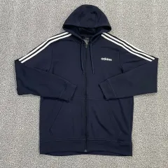 2XL アディダス 3本線 フレンチテリー ジップアップ ジャケット ネイビー N3898