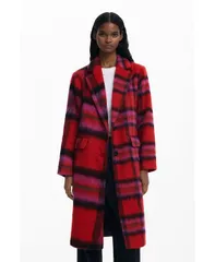 デジグアル レディース アウター ジャケット・ブルゾン コート Desigual Womens Red tartan coat Red レッドのサムネイル