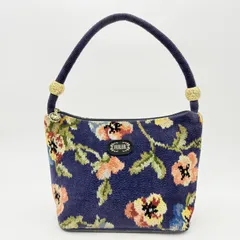 FEILER（フェイラー）花柄 シェニール織 ハンドバッグ ミニバッグ パープル系 ゴールドトーン金具 レディース