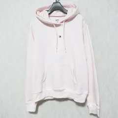 美品 TOMMY JEANS トミージーンズ ロゴ刺繍 スウェットプルオーバーパーカー S ピンク レディース 古着 中古 USED