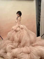 送料無料 パーティードレス ロングドレス ビスチェ バックリボン ピンク 成人式 結婚式 二次会 披露宴 ゲスト ウエストマーク タイトシルエット 上品 華やか エレガント フェミニン 可憐 おしゃれ