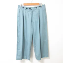 美品 6 BEAUTY&YOUTH ロク ビューティー＆ユース アローズ BRUSHED PANTS ツータック ワイドパンツ スラックス 38 ライトブルー レディース 古着 中古 USED