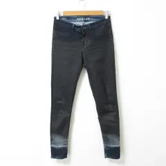 美品 DENHAM デンハム SPRAY SUPER TIGHT FIT candiani カンディアーニ製 ストレッチ スキニー デニムパンツ インディゴ×ブラック レディース 古着 中古 USED