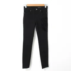 美品 22SS ARMANI EXCHANGE アルマーニエクスチェンジ タイガー フロッキープリント ストレッチ スキニーパンツ 25 ブラック レディース 古着 中古 USED