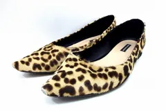 【223776】FABIO RUSCONI ファビオルスコーニ  ハラコ レオパード柄 フラット ローヒール パンプス  ・37 ベージュ