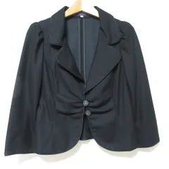 美品 M'S GRACY エムズグレイシー 七分袖 ショート丈 シングル ペプラム テーラードジャケット 36 ブラック レディース 古着 中古 USED