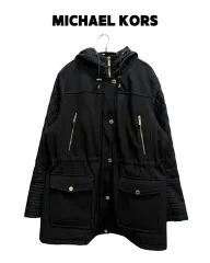 (XL) マイケル・コース ウィメンズ ゴールド キルティング ジャケット ブラック