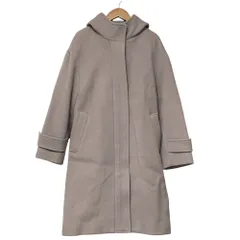 美品 green label relaxing グリーンレーベルリラクシング ユナイテッドアローズ ウール フーディ ロングコート サイズ36 グレー レディース 古着 中古 USED