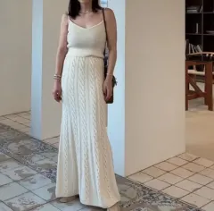 ケーブル編み ノースリーブ スカート セットアップ