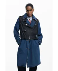 デジグアル レディース アウター ジャケット・ブルゾン コート デニム Desigual Womens Detachable denim trench coat Medium blue ブルーのサムネイル