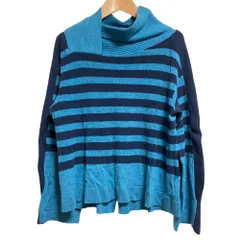 美品 essentiel HIROKO BIS エッセンシャル ヒロコビス ボーダー ハイネック ニット カットソー サイズ11 ブルー ネイビー レディース 古着 中古 USEDのサムネイル