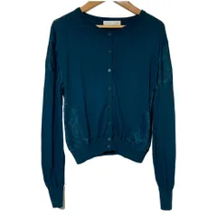 良品 CELFORD セルフォード レースニット カーディガン 36 グリーン レディース 古着 中古 USED