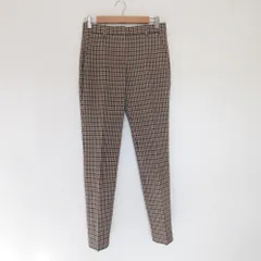 美品 Theory セオリー チェック テーパードトラウザーパンツ スラックス 0 ブラウン レディース 古着 中古 USED