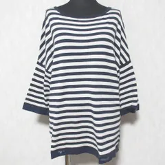 良品 Weekend Max Mara ウィークエンド マックスマーラ ボーダーハーフスリーブニットカットソー サイズS ネイビー ベージュ レディース 古着 中古 USED