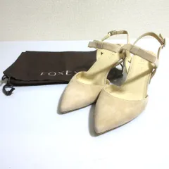 良品 FOXEY フォクシー スウェード ポインテッドトゥ クリアヒール リボン ストラップ パンプス サンダル 37 約23.5cm ベージュ レディース 古着 中古 USEDのサムネイル