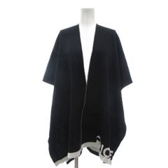 ピッコーネ PICONE タグ付き ケープ カーディガン ロゴ ウール ミドル ハーフ丈 黒 ブラック 白 ホワイト /ML ■ECD001