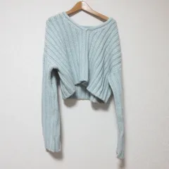 美品 23AW NOBLE ノーブル バルキーワイドリブショートニット プルオーバー セーター ライトブルー レディース 古着 中古 USEDのサムネイル