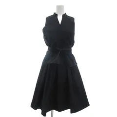 スナイデル SNIDEL タグ付き リボンベルトシャツミディワンピース ノースリーブ スタンドカラー Vネック 0 黒 ブラック SWFO232064 /ML ■ECD001