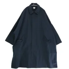 【中古B】メンズL DELUXE ビッグシルエット ステンカラーコート Big Silhouette Sten Collar Coat ネイビー D5250 送料無料のサムネイル