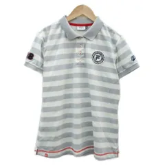 フィラ FILA GOLF ゴルフウェア ポロシャツ LL ライトグレー ボーダー柄 半袖 ロゴワッペン /YS25 ■ECA002