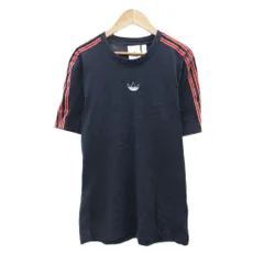 アディダスオリジナルス adidas originals Tシャツ カットソー M 紺 ネイビー ロゴ刺繡 ラウンドネック 半袖 /YS28 ■ECA002